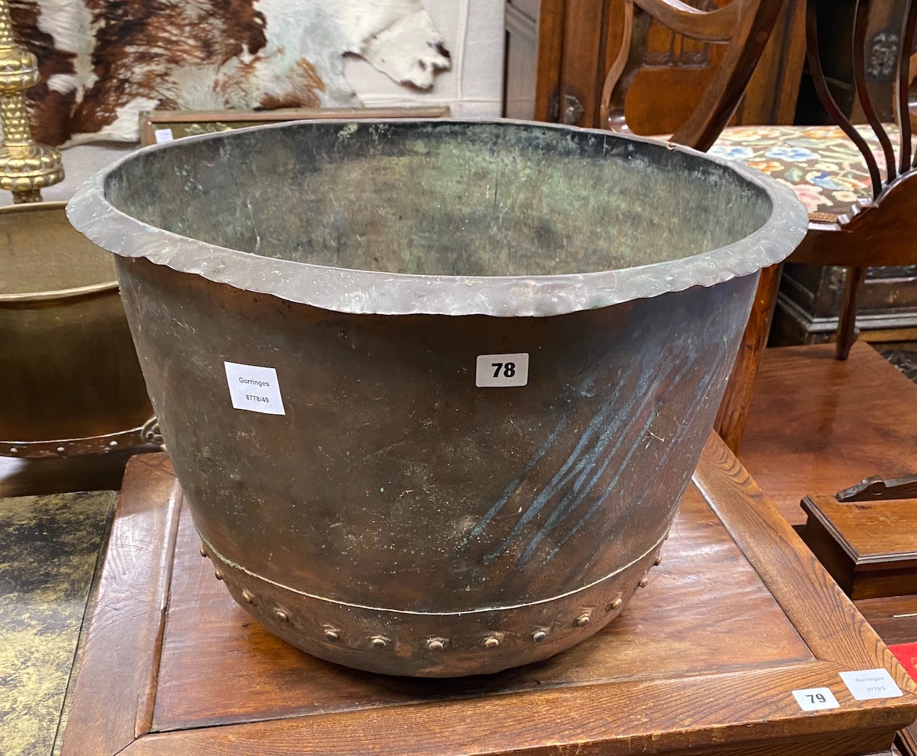 A Victorian copper copper, diameter 54cm, height 38cm